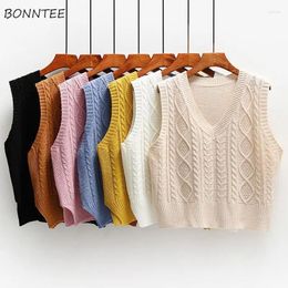 Women's Vests Vest Women Jacquard Korean Fashion Candy Colors Knitted Preppy Style All-match Chic Ins Spring Loose Fit Casual Mujer