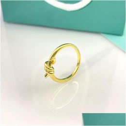 Band Rings Fashion Designer Knot Designers For Women Men Gold Jewelry Double Circle 18K Plated Rose Hip Woman Anniversary Gift Wholesa Ot7Jc