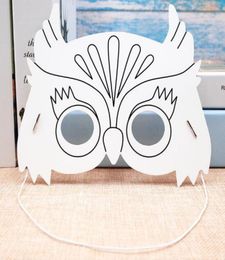 Kindergarten Painting Handmade DIY Graffiti Blank Mask Art Material Owl Cartoon Paper Mask Painting Suitable for Children4087506