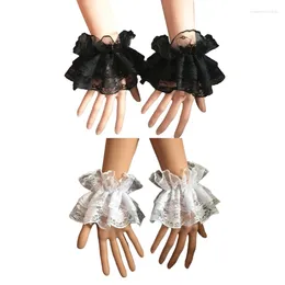 Knee Pads Bride Dress Pleated Wrist Cuffs Spring Summer Lovely Skirt Removable Flounces Sleeves With Lace Flower Pattern Dropship