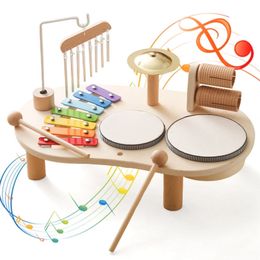 Baby Wooden Montessori Toys Bandstand Model Removable Set Mobile Drum Children Puzzle Learning Toys For born Birthday Gift 240510