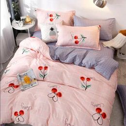 Bedding Sets Cherry Set Skin Friendly Duvet Cover 2pc Pillowcases Flat Sheet For Student Dormitory Twin Double Home Textile B89E