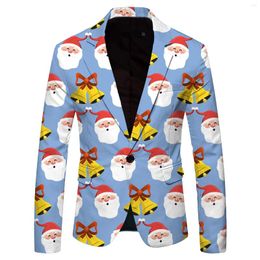 Men's Suits Mens Fashion Leisure Christmas Printed Pocket Buttons Long Sleeve Jacket Suit Rain