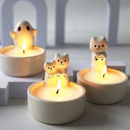 Candle Holders Instagram cartoon cat fire ceramic candle holder handicraft home decoration atmosphere gift high temperature resistance H240517