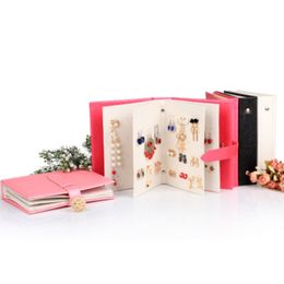 Jewelry Stand 1pcs Hot Women Stud Earrings Collection Book PU Leather Earring Storage Box Creative Jewelry Display Holder Jewellery Org 291w