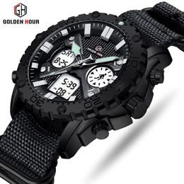 Top Brand GOLDENHOUR Men Watch Men Digital Quartz Sport Watch Relogio Hombre Military Waterproof Wrist Watch Relogio Masculino 319n