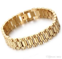 Mens Womens Watch Band Bracelet Hiphop Gold Silver Stainless Steel Watchband Strap Cuff Bangles Jewelry3818379
