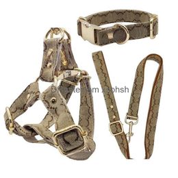 Dog Collars Leashes Designer Leash Set Classic Letter Pattern No-Pl Adjustable Silk Nylon Webbing Pet Harness With Metal Buckle For Dhp3L