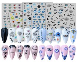Turkey Blue Evil Eyes Series 3D Nail Stickers Abstract Nail Sliders Charming Sticker DIY Manicure Foil Decals4538256