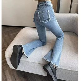 Women's Jeans Flare Women's Full-Length Pants High Waist Strecth Women Denim Elasticity Stretch Sexy Hip Love Pattern Pant