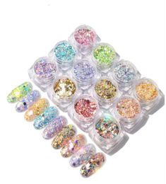 1 Jar 12 Colours Nail Glitter Mix Powder Sequins Sparkly Shiny Flakes Powders Nails Art Decoration Accessories8907640