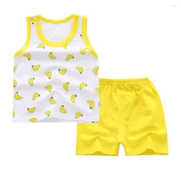 Clothing Sets Toddler Baby Kids Girl Boys Sleeveless Cartoon Print Vest Tops Shorts Casual Set Clothes 4t