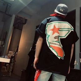 Harajuku Gangster West Loose Cargo Hip Hop Men T-shirt Male Retro Print Sreetwear Tops Oversized Casual 240429