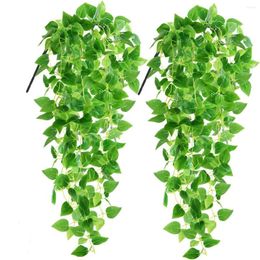 Decorative Flowers Artificial Hanging Plants 2PCS Artificia Green Vines Bouquet 2.9 Ft Fake Ivy Vine For Patio Home Bedroom Wedding