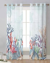 Curtain Marine Coral In Summer Bedroom Voile Window Treatment Drapes Tulle Curtains For Living Room Sheer