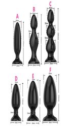 6 Sizes Smooth Soft Huge Anal Plug Black Silicone Big Butt Plug with Suction Cup Adult Erotic Toys Gay Sex Toys for Men Woman Y1919329394