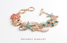 Ocean Starfish Coral Shape Shell Anchor Chain Alloy Stainless Steel Bracelet For Banquet Wear Gift Women Fashion 2111244614349