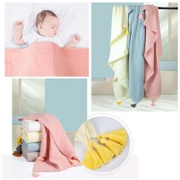 Blankets 120x150cm Baby Receiving Blanket Sleepsack Soft Cotton 4Layers Muslin Gauze Swaddle Wrap Solid Color Sleeping Bag