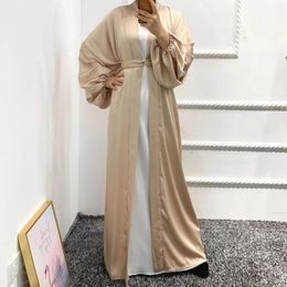 Ethnic Clothing Sell Simple Muslim Dress Smooth Silky Elegant Pure Colour Long Dresses Women Modest Wear EID Robes
