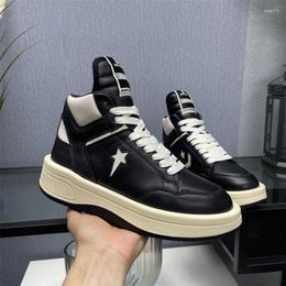 Casual Shoes High Quality Cowhide Unisex Ankle Boots Platform Sneakers For Men Outdoor Real Leather Biker Women Thick-soled