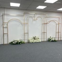 Party Decoration 1/3pcs Wedding Gold Plated Screen Background Frame Iron Art Heart Arch Indoor Scene Props And Flower Racks