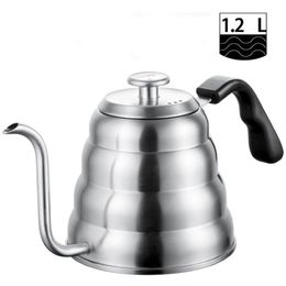 Stainless Steel Tea Coffee Kettle with Thermometer Gooseneck Thin Spout for Pour Over Coffee Pot Works on Stovetop 40oz 1 2L 236i