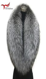 Winter female 100 Silver Fox Fur Collar Full Leather Red Fox Scarf Shawl Real Plush Coat Leather Jacket Fur Collar Scarf women 207405191