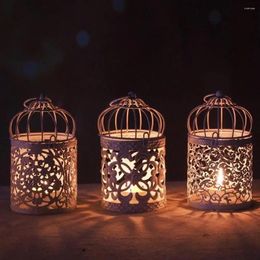 Candle Holders 1pc Hollow Candlestick Tealight Hangs Lantern Bird Cage Vintage Metal Holder Home Bar Party Decoration Accessories