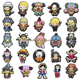 Charms Cartoon One Piece Pirate Shoe Charm Pvc Accessories Clog Diy Wristbands Shoes Decorations Buckle Kids Gift Drop Delivery Otsqs Otrak