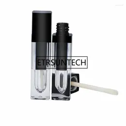 Storage Bottles 6ml Square Plastic Lip Gloss Bottle Empty Clear Lipgloss Tube With Black Cap Beauty Oil Packing Cosmetic Packaging
