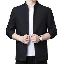 Men's Jackets Casual Men Jacket Elegant Slim Fit Suit With Stand Collar Zipper Closure Formal Business Coat For Spring