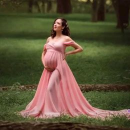 Maternity Dresses Photography of pregnant womens wedding dresses sexy off shoulder long dresses photography props and maternity dresses H240518