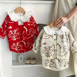 Clothing Sets 8309 Ins Baby Clothes 2024 Autumn Winter Girl Knitted Sweater Or Bodysuit Dragon Pattern Climbing