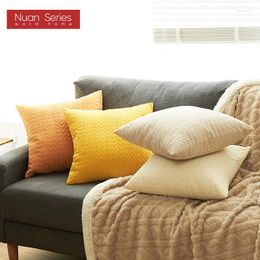 Pillow Flocking Case Soild Colour Decorative Pillowcases Cover 45x45cm Plush Comfortable Sofa Waist Covers Home Decor