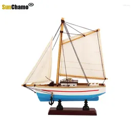 Decorative Figurines Smooth Sailing Wooden Sailboat Model Miniatures Pendant Living Room Craft Pirate Ship Decoration Decorations For Home