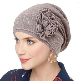 Ethnic Clothing Flower Turban Hat Muslim Women Headscarf Hijab Bonnet Beanies Hair Loss Wrap Chemo Cap Headwear Headband Turbante