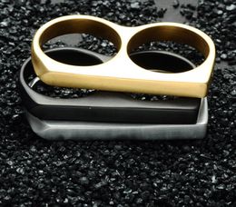 Stainless Steel Knuckle Rings Outdoor Two Finger Ring Punk Hard Men039s Women039s Finger Jewelry Gift Gold Silver Black5778155