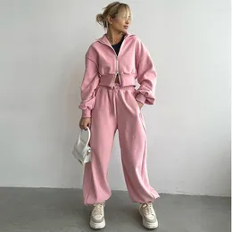 Women's Hoodies Zippered Top Jacket Set European And American Style Instagram Same Spicy Girl Drawstring Guard Pants JY23528PF