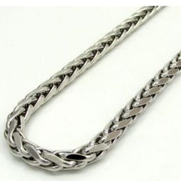 16-30 4mm 14k White Gold Franco Wheat Italy Spider Chain Necklace Mens 2300