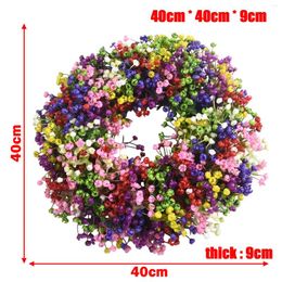 Decorative Flowers Seasonal Decoration Weddings Garlands Gypsophila Wreaths Plastic Spring Summer Colorful For Front Door Holiday Natural