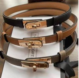 h Belt Luxury Woman Designer Belts Thin Leather Simple Classical Brown Cinturones Solid Colour Soft Small Buckle Exquisite Clothes 5893294