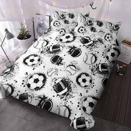 Bedding Sets Ball Sports Basketball Baseball Game Duvet Cover Black & White Games Theme Bedspreads For Boys Teens