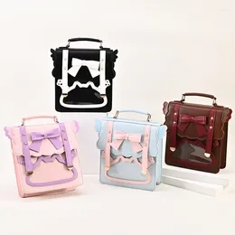 School Bags Japanese Jk Lolita Preppy Sweet Bow Star Students Schoolbag Y2k Transparent Cute Backpacks Girls Kawaii Wings Chic Handbags