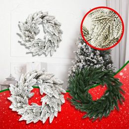 Decorative Flowers Spring Rattan Wreath Garden Decoration Pe Simulation Garland 15.7 Inch Flocked Gate Hanging Solar Lighted For Outdoors