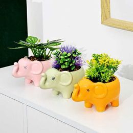 Planters Pots Cute Elephant Flower Pot Succulent Pot Ceramic Planter Home Decor Desktop Ornament Bonsai Plant Pot Garden Decoration J240515