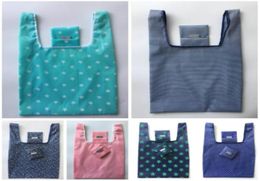 Waterproof Nylon Foldable Reusable Shopping Bags Eco Storage Grocery bags star stripe Dot printed Shopping Tote Handbag 6 Styles6933910