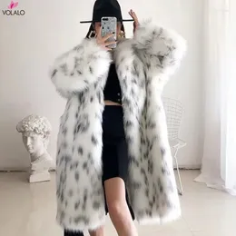 Women's Jackets VOLALO Women Thickened Plush Long Overcoat 2024 Autumn And Winter Faux Fur Coat Thicken Warm Clothes Coats