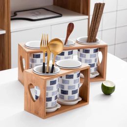 Storage Bottles Ceramic Chopsticks Holder Kitchen Container Cutlery Box Drain Rack Knife Fork And Spoon Shelf Organiser Chopstick Cage