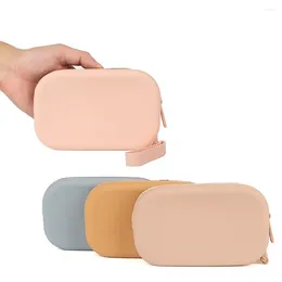 Cosmetic Bags Silicone Organiser Bag Mini Smooth Zipper Waterproof Earphone Wallet Coin Purse Students