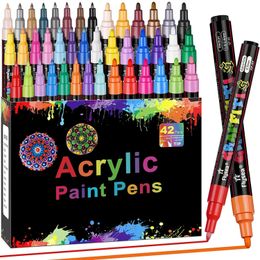 Premium Paint Pen Acrylic Paint Marker 0.7mm Fine Point and 2.0mm Middle Tip Acrylic Art Marker for All Surfaces Art Supplies 240506